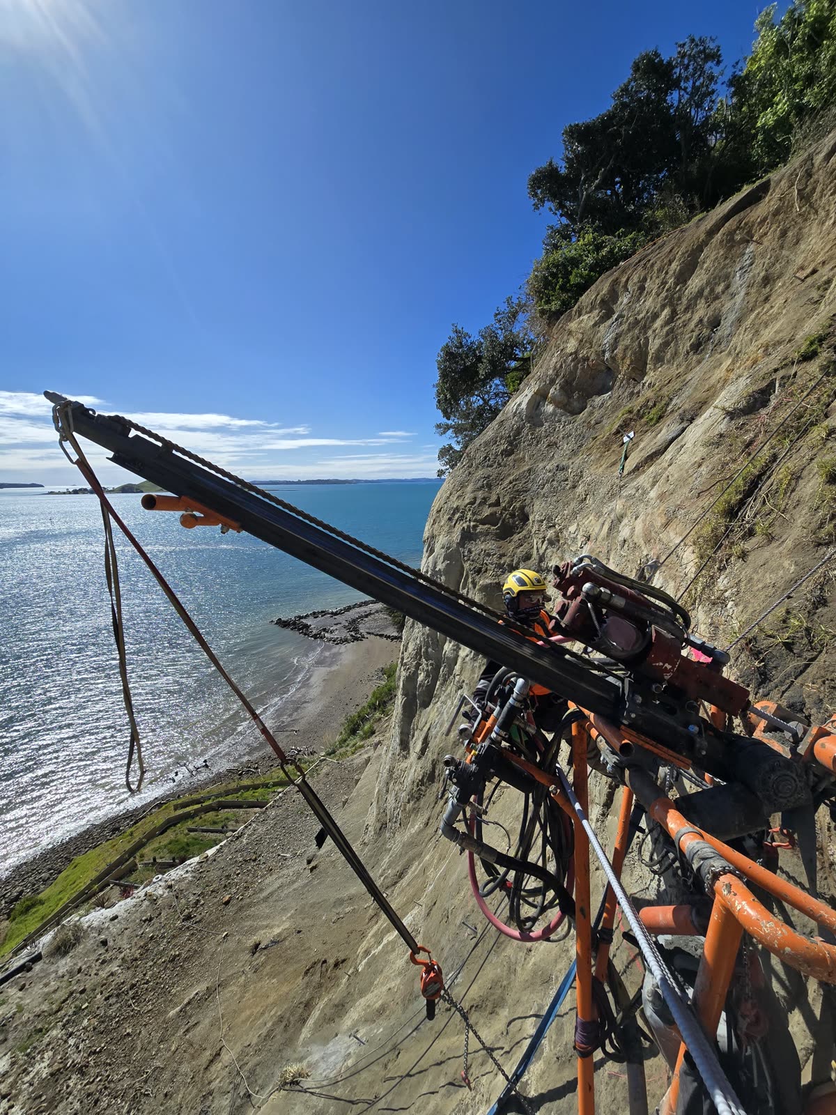 Drilling rig operating from a rope-supported position