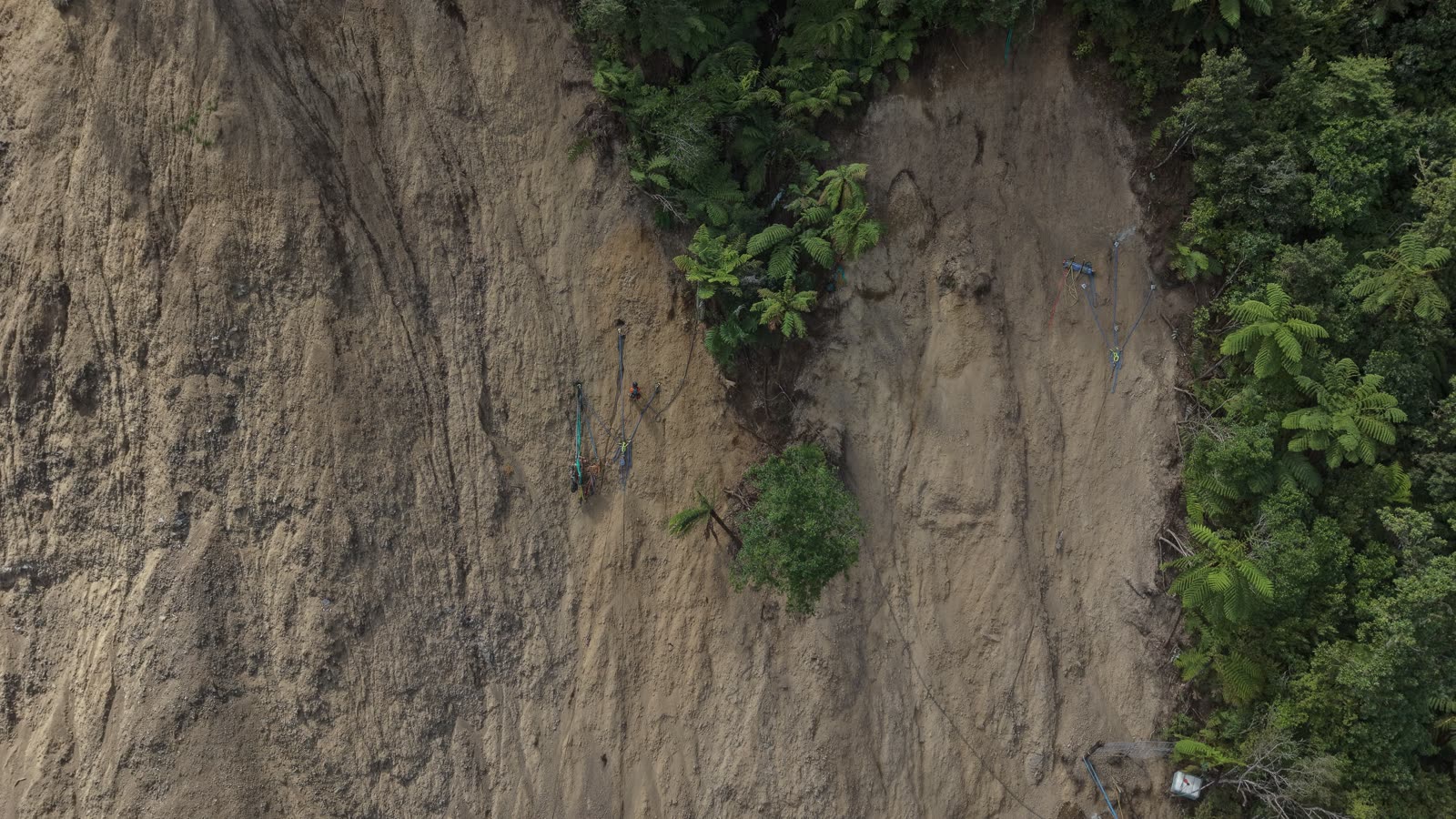 The steep work face in the Waioweka Gorge