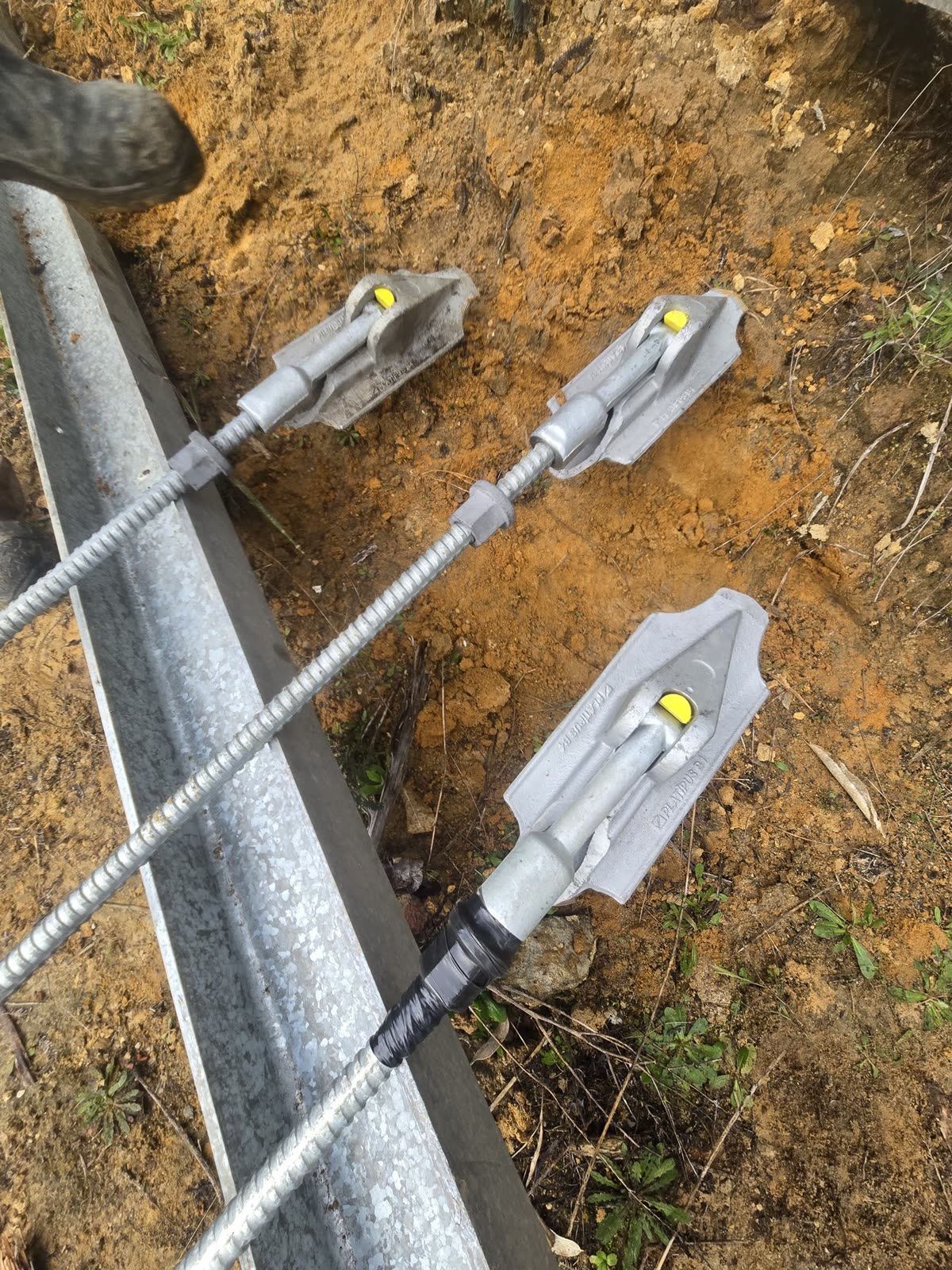 Platypus Bat Anchor installation with a 5-tonne excavator