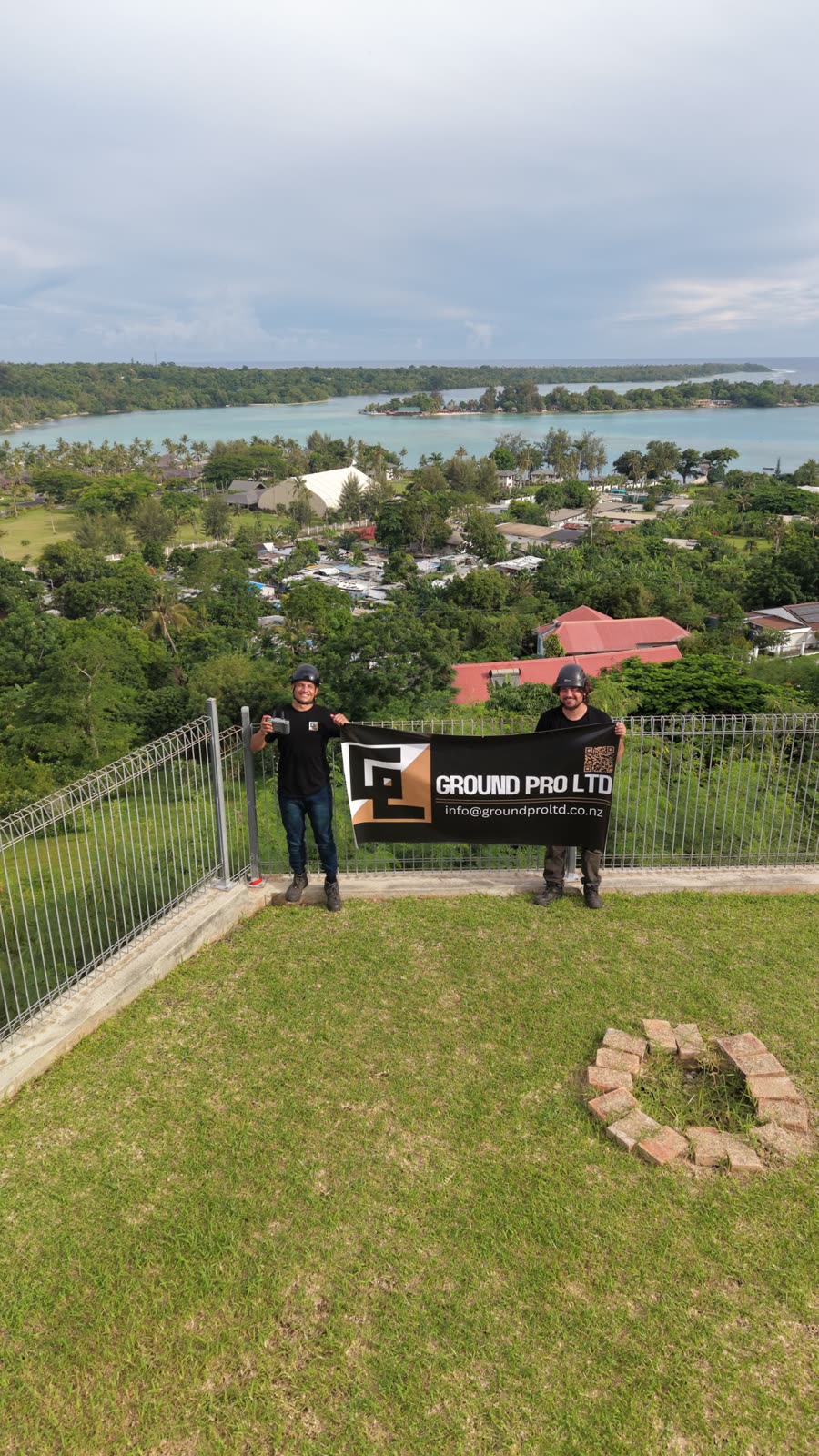 Drone view of a coastal cliff assessment site in Port Vila, Vanuatu