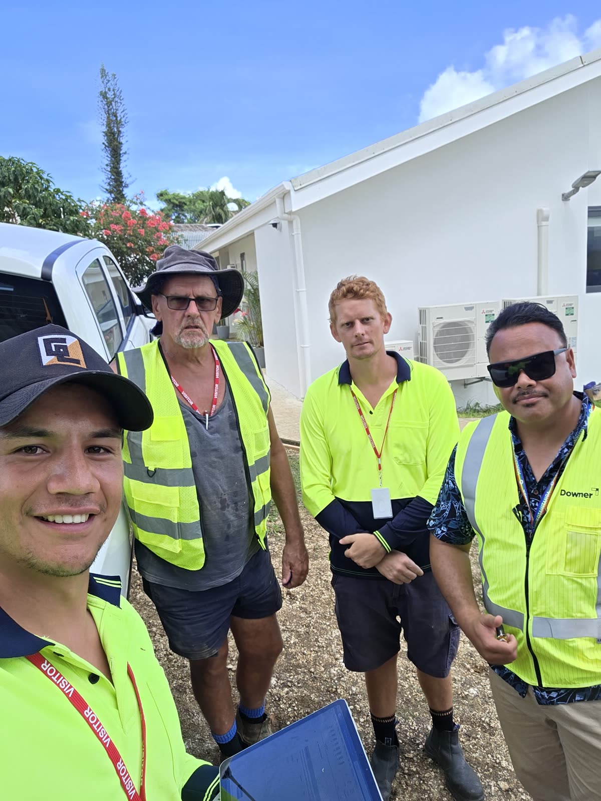 Crew assessing slope conditions in Port Vila